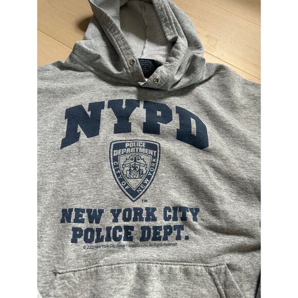 Y2K NYPD Hoodie Modern Size Small Grey blue Graphic sweatshirts - Picture 2 of 4